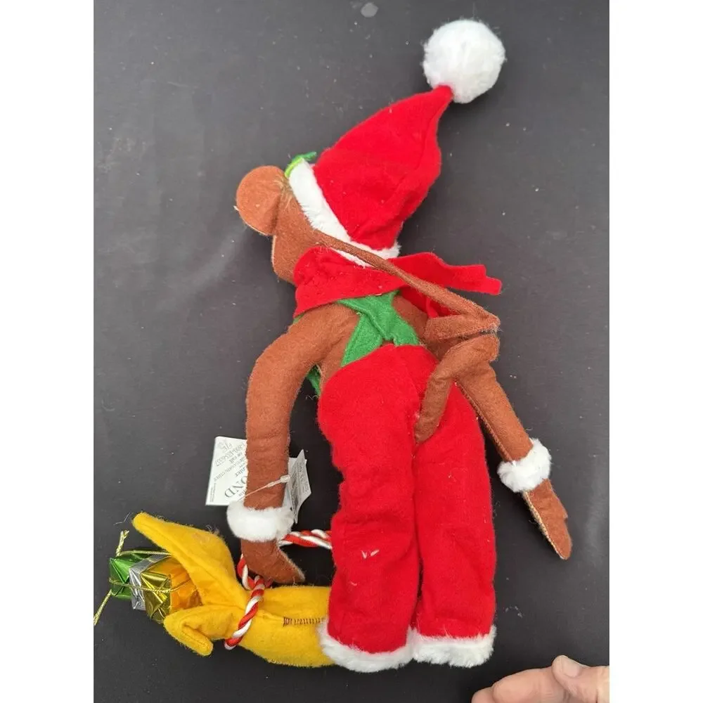 Annalee 12” Sitting Christmas Monkey Holds Banana w/Gifts #750808 w/Tag -TO9